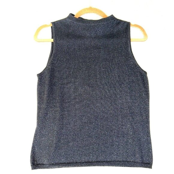 Willi Smith Tops - Willi Smith Womens High Neck Tank Top Size M Black & Silver Shimmer